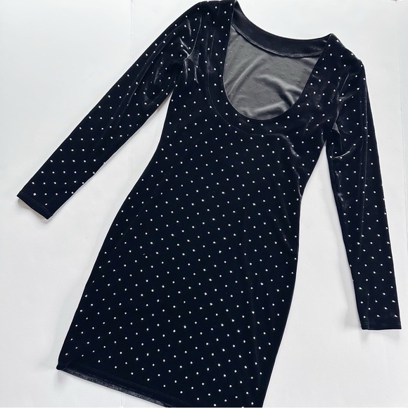 H&M Long Sleeve Bodycon Dress Black Rhinestone - Picture 2 of 7